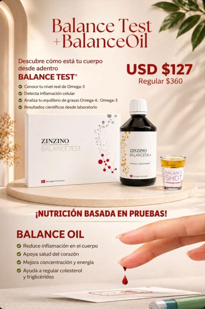 Kit Zinzino Balance Test y suplemento BalanceOil para medir y regular la inflamación celular en casa